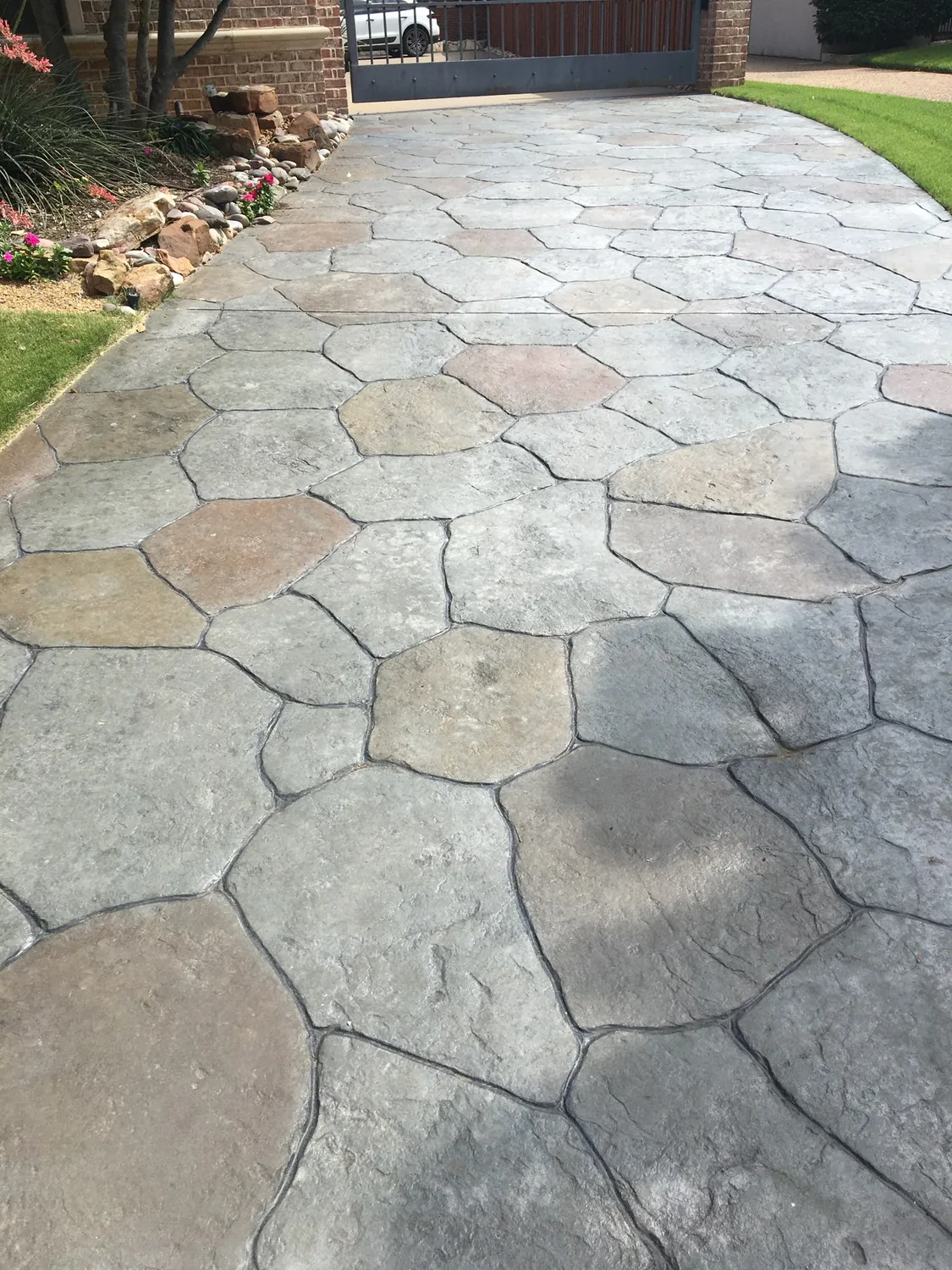 A stamped backyard transformation by Lucky&rsquo;s Concrete in Corpus Christi